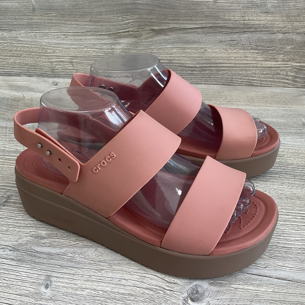 Crocs Brooklyn Low Wedge Platform Sandals Pink Women's Size 10 Adjustable
